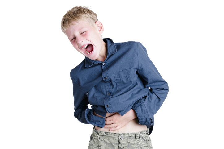 Appendicitis - the boy has pain on the right side of the abdomen