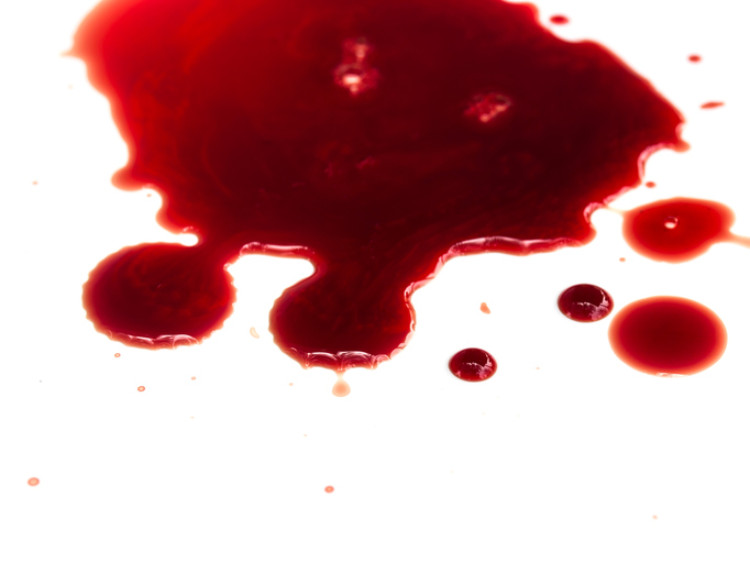 spilled blood on a white background