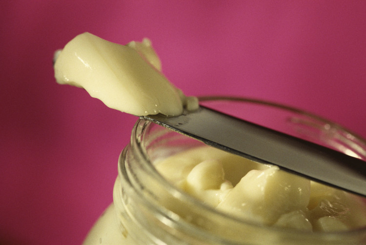 mask made of homemade ingredients of yellow colour in a jar