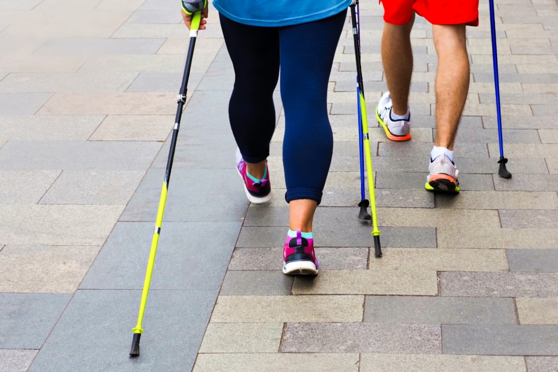 Poles and suitable shoes for Nordic walking