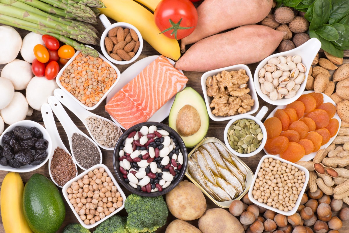 A balanced diet as a source of sufficient potassium - legumes, eggs, vegetables, fruits, fish, meat, potatoes, broccoli, tomatoes, almonds, nuts, hazelnuts, peanuts, plums, avocados, banana, asparagus.