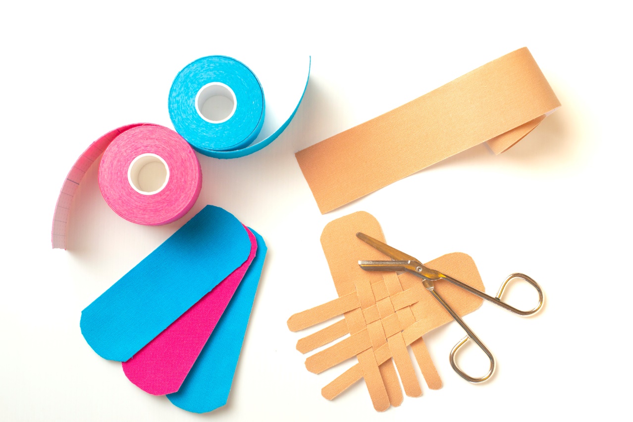 Different colours and ways of cutting functional kinesiotaping tape