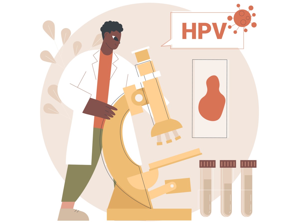 HPV animation with microscope and research