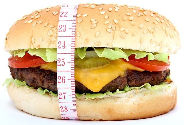 Hamburger and a tailor's tape measure around it