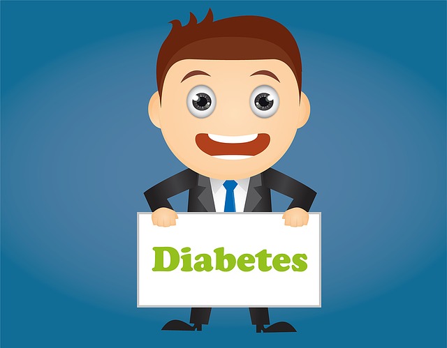 cartoon figure of a man holding a board with the word diabetes