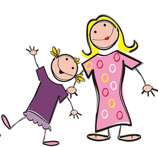 cartoon picture of mother and daughter