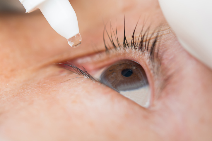 application of eye drops to the eye, such as in dry eye syndrome or inflammation