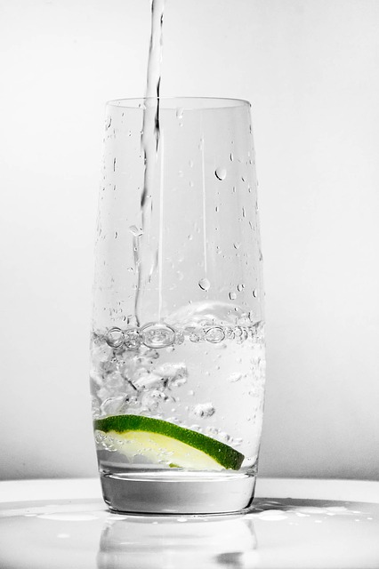 glass with water and lime