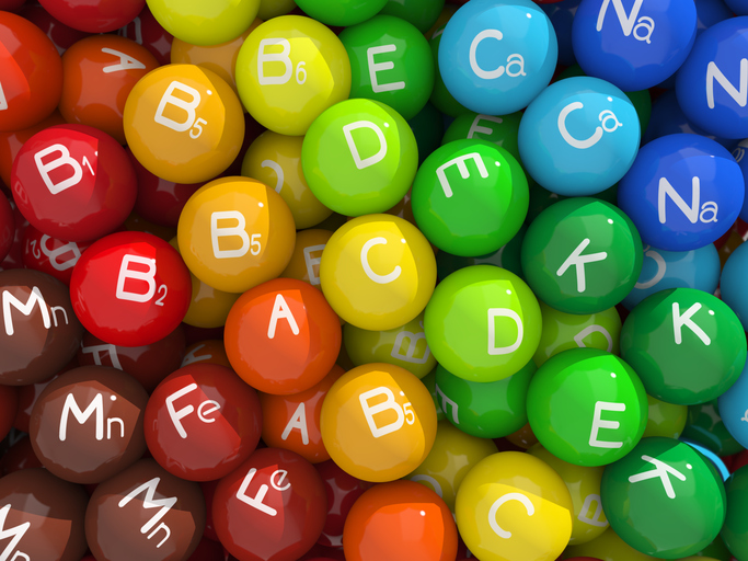 colored balls represent vitamins and minerals, have black description