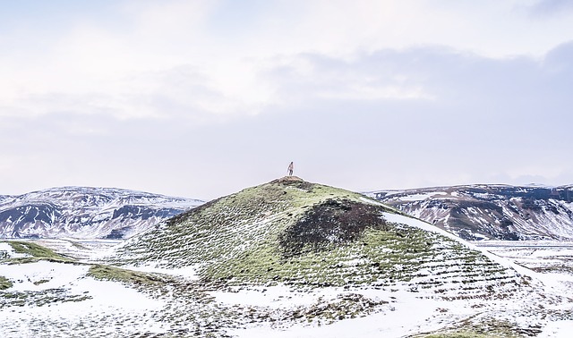 Winter landscape, mountains, sky, snow, cold, winter